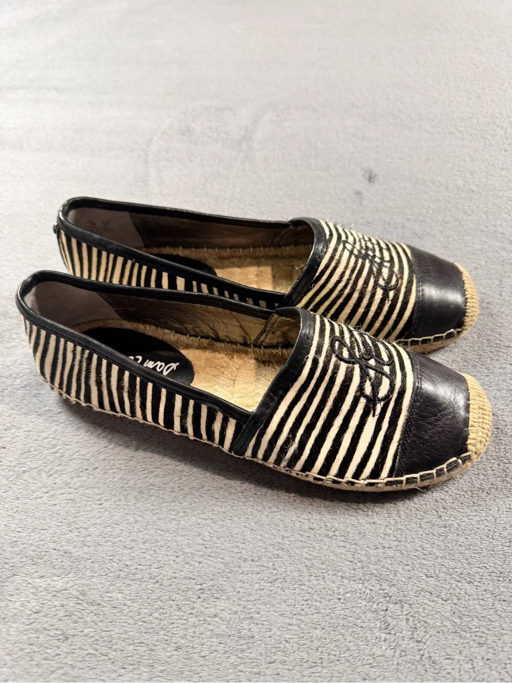 Sam Edelman ‘Lewis’ Calf Hair Zebra Striped Espadrille Slip-Ons